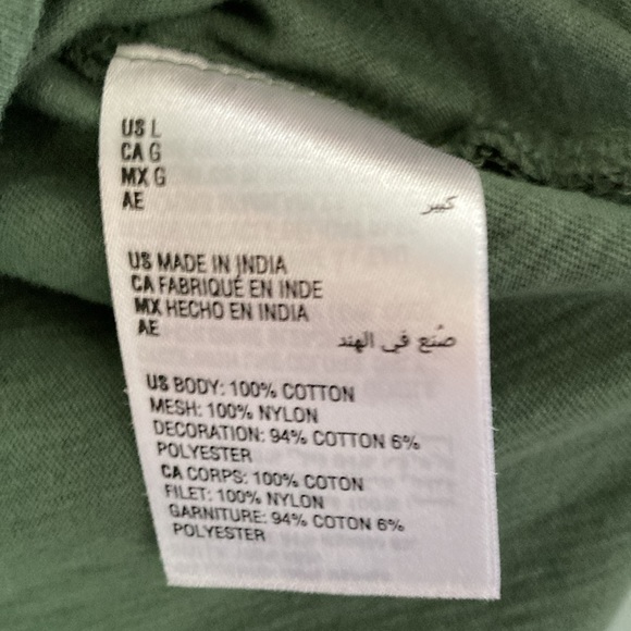 Women’s JM Collectible 3/4 sleeve cotton/lace top. Sage green, in great shape. - Picture 5 of 5